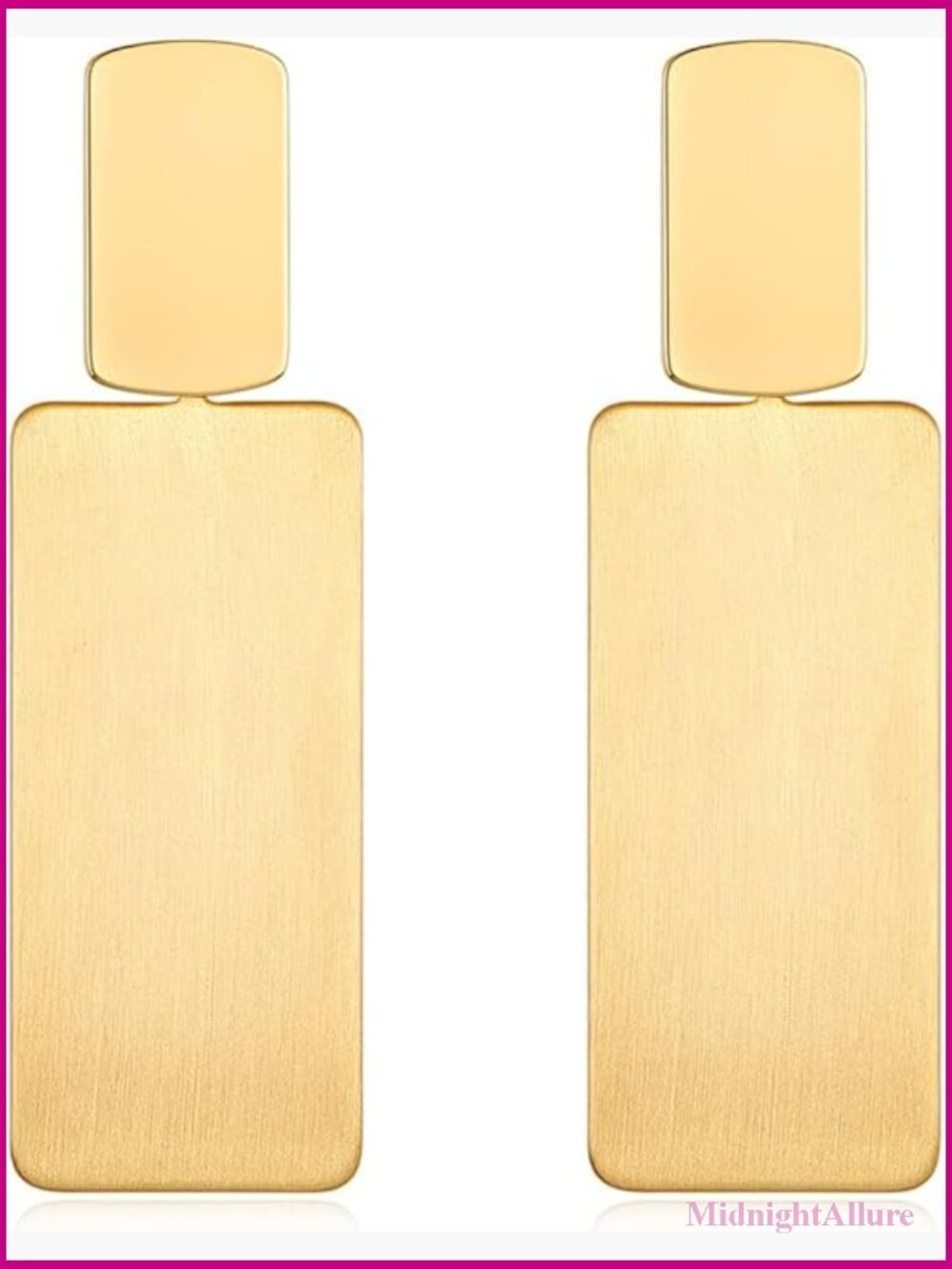 Geometric Drop Dangle Earrings Long Rectangular Gold Statement Earrings